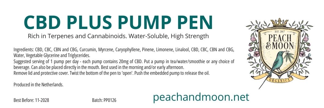 Retail: CBD Plus Pen (Water Soluble, Double Dose) - Peach & Moon Organics